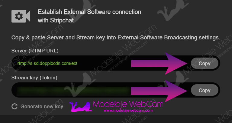 RTMP and key to broadcast on Stripchat with OBS
