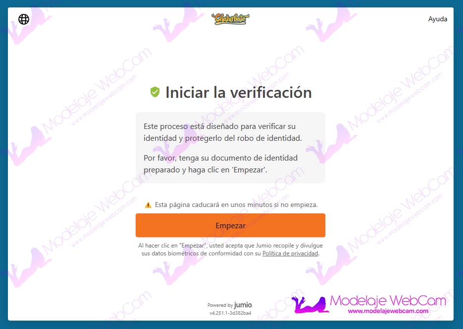 Iniciar la verificación de documentos en Chaturbate