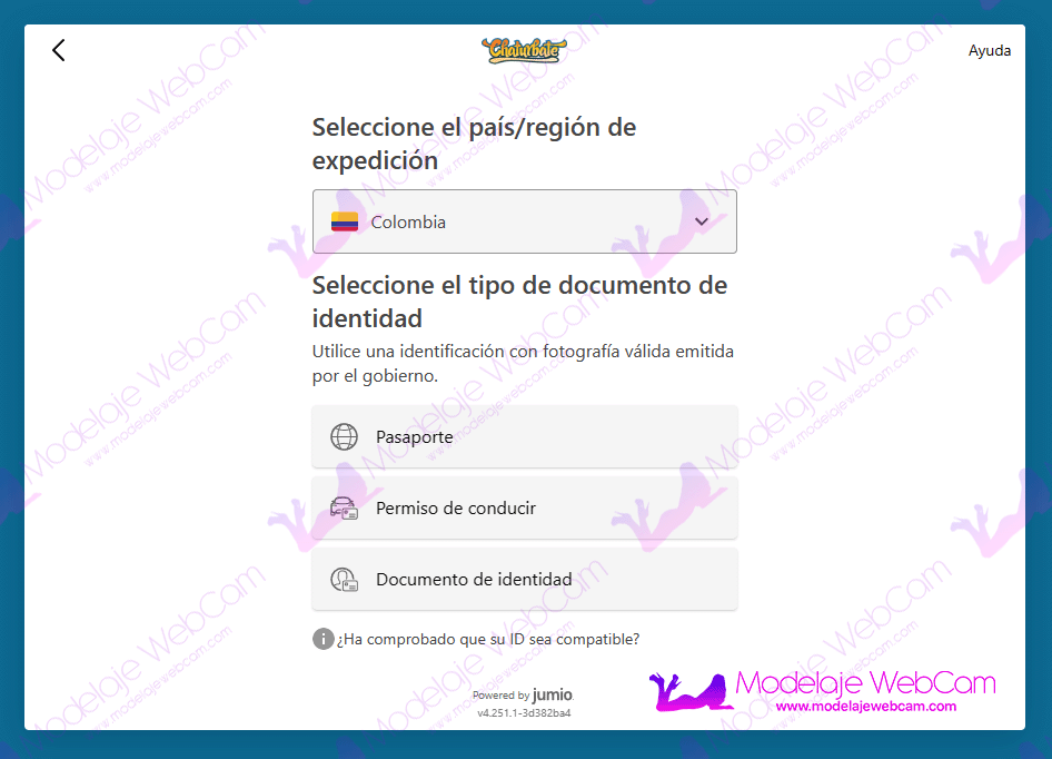 Verificación del emisor independiente - Seleccionar país