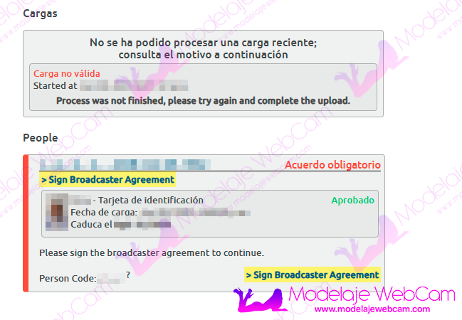 Documentos aprobados en Chaturbate