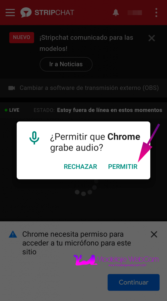 Permitir permiso de grabar audio a Chrome