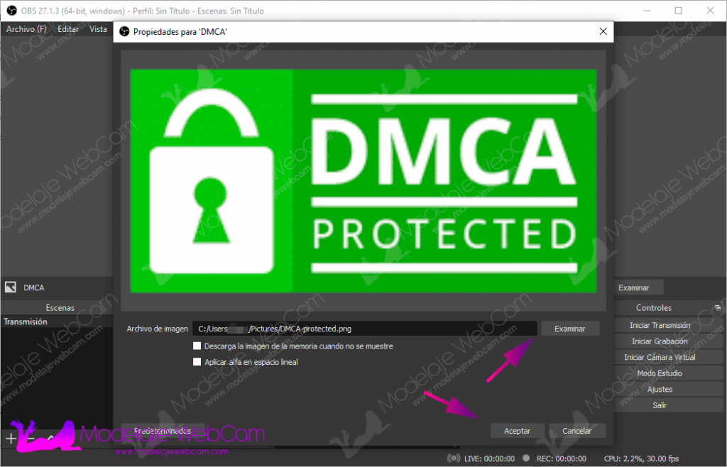 Agregar logo DMCA a OBS para transmisiones