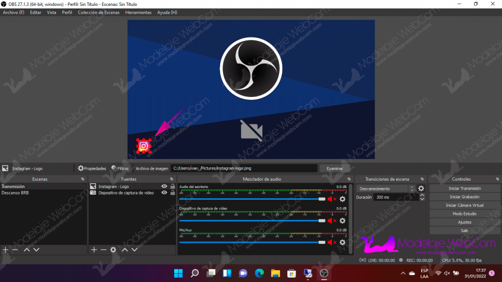 Agregar Instagram a OBS
