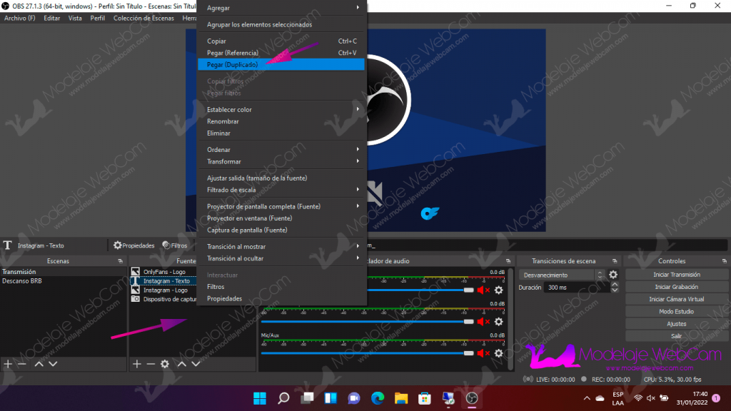 Duplicar fuente en OBS