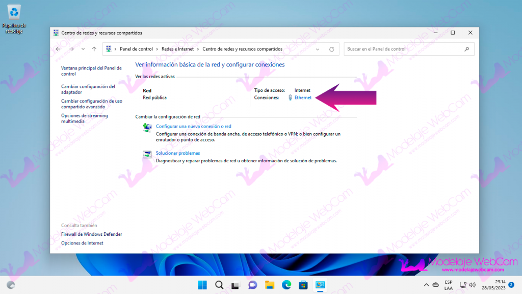 Windows 11 - Red activa en Centro de redes y recursos compartidos