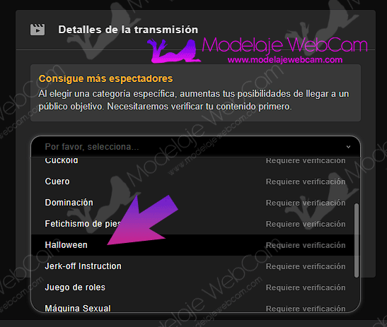 Stripchat - Detalles de transmisión para Halloween 2023