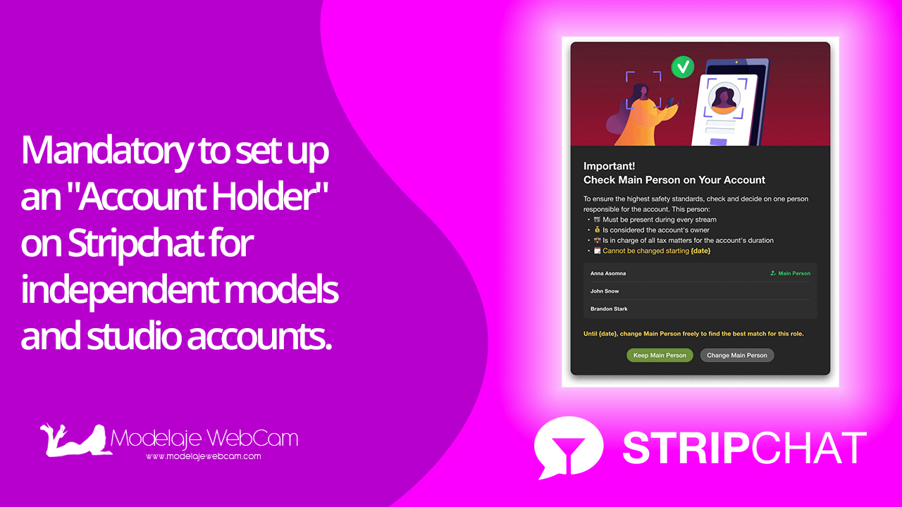 Set up an "Account Holder" on Stripchat