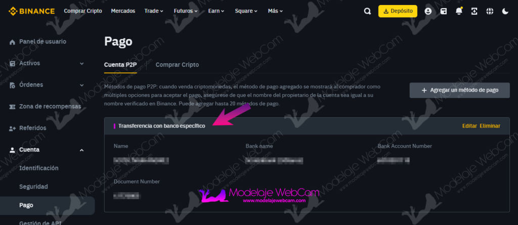 Binance - Método de pago agregado