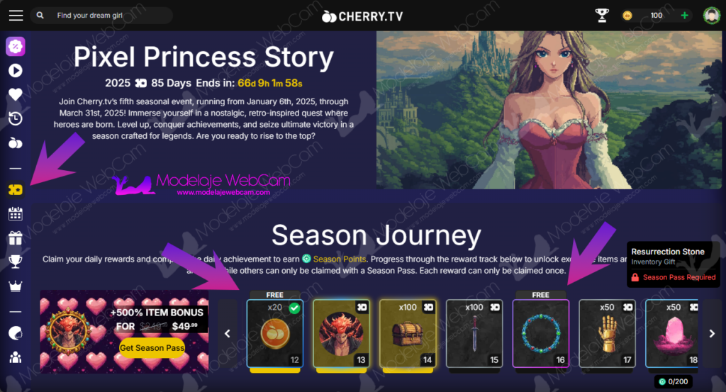 Seasonal page on Cherry.tv - Claim free prizes